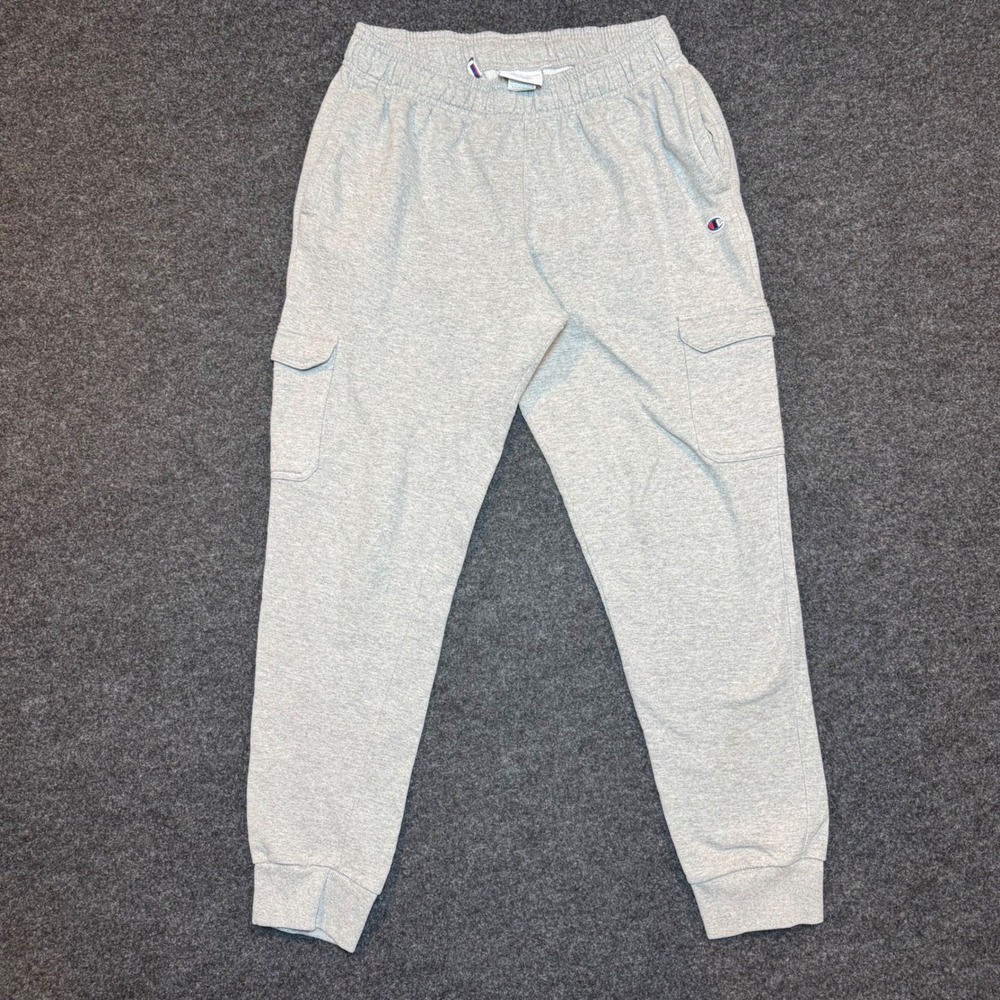 Champion Mens Gray Cargo Jogger Sweatpants Fleece Lined Size Large